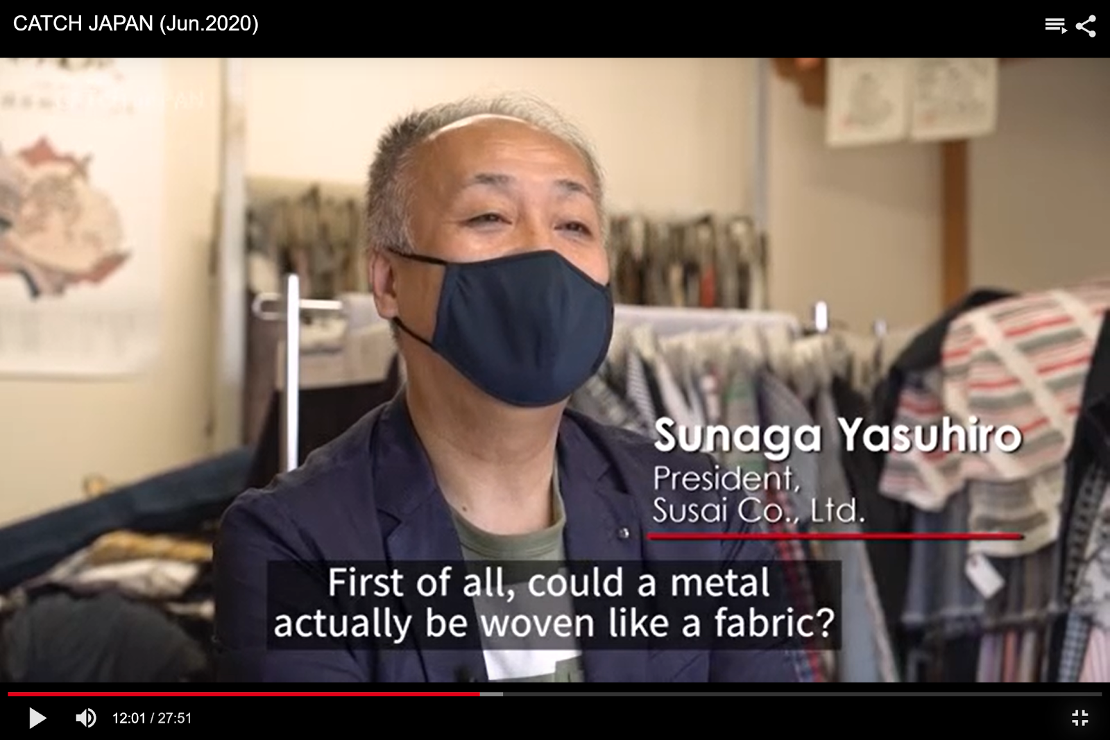 弊社の銅繊維の織り物についてNHK world Japan 